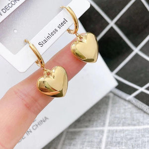 316L Stainless Steel Heart Hoop Earrings Girl's Gift