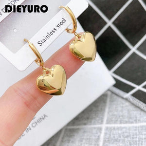 316L Stainless Steel Heart Hoop Earrings Girl's Gift