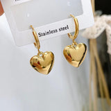 316L Stainless Steel Heart Hoop Earrings Girl's Gift