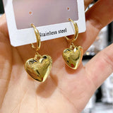 316L Stainless Steel Heart Hoop Earrings Girl's Gift