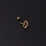 Silver Zircon Drop Earrings Stainless Steel Pendant Ear Studs Piercing Jewelry