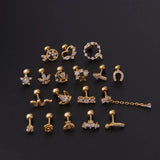 Silver Zircon Drop Earrings Stainless Steel Pendant Ear Studs Piercing Jewelry