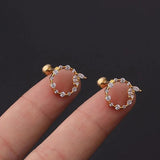 Silver Zircon Drop Earrings Stainless Steel Pendant Ear Studs Piercing Jewelry