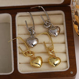 Heart Shape Pendant Drop Earrings Silver Metal Love Heart Dangle Earrings