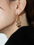 Heart Shape Pendant Drop Earrings Silver Metal Love Heart Dangle Earrings
