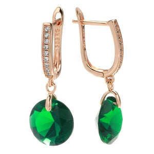 Green Zircon Women Pendant Earrings 585 English Piercing Jewelry