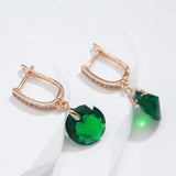 Green Zircon Women Pendant Earrings 585 English Piercing Jewelry