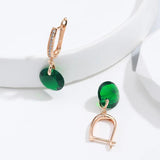 Green Zircon Women Pendant Earrings 585 English Piercing Jewelry