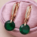 Green Zircon Women Pendant Earrings 585 English Piercing Jewelry