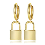 Huggie Padlock Key Lock Drop Earrings Women Men Ear Piercing Jewelry