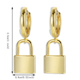 Huggie Padlock Key Lock Drop Earrings Women Men Ear Piercing Jewelry