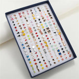 100 Pairs Mini Stud Earrings Set for Girls - Assorted Designs for Wedding Party
