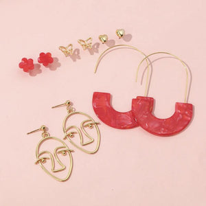 Acrylic Tassel Oval Earrings Set for Women