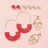 Acrylic Tassel Oval Earrings Set for Women