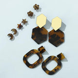 Geometry Acrylic Big Stud Earrings Set Dark Hollow Out Earrings