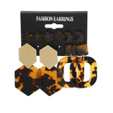 Geometry Acrylic Big Stud Earrings Set Dark Hollow Out Earrings