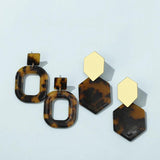 Geometry Acrylic Big Stud Earrings Set Dark Hollow Out Earrings