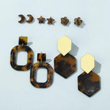 Geometry Acrylic Big Stud Earrings Set Dark Hollow Out Earrings