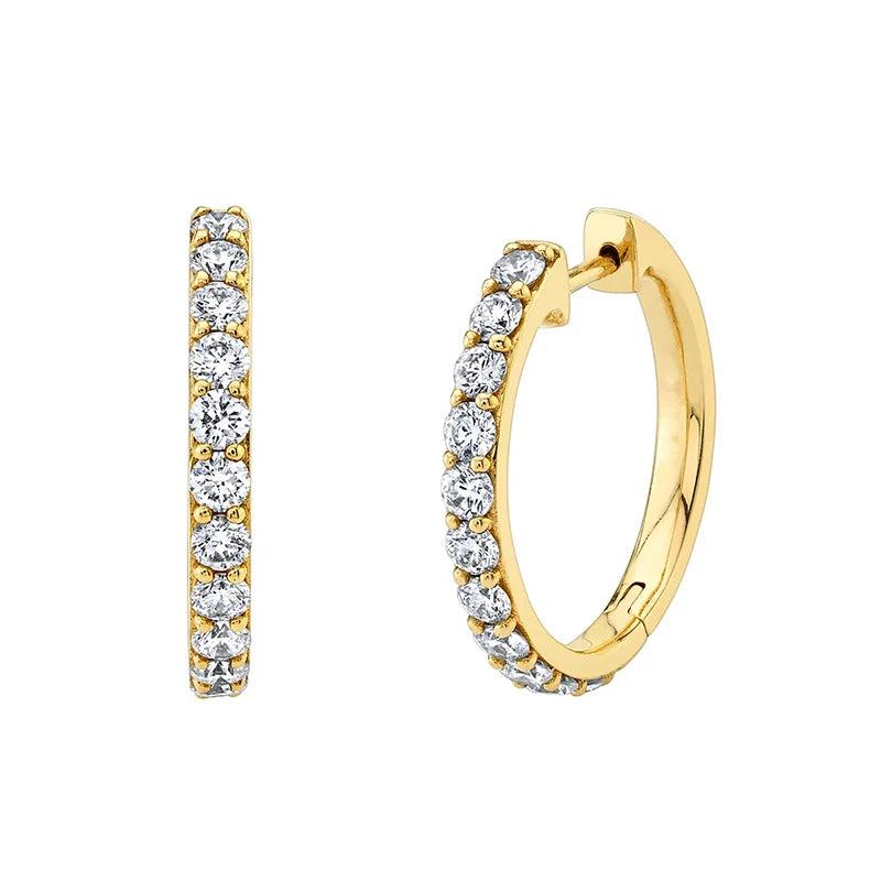 Vintage CZ Hoop Earrings Copper Plated Women Jewelry