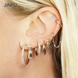 Vintage CZ Hoop Earrings Copper Plated Women Jewelry