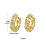 Vintage CZ Hoop Earrings Copper Plated Women Jewelry