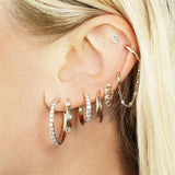 Vintage CZ Hoop Earrings Copper Plated Women Jewelry