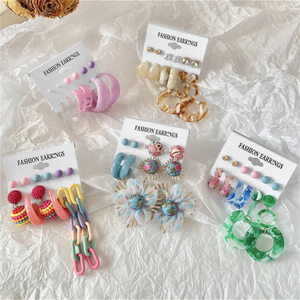 Colorful Acrylic Earrings Set for Women