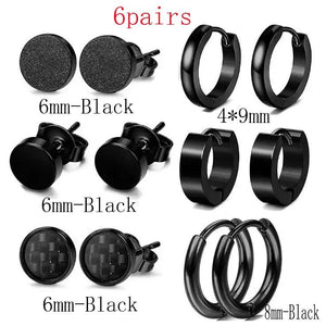 Stainless Steel Stud Earrings Men's Punk Earring Set