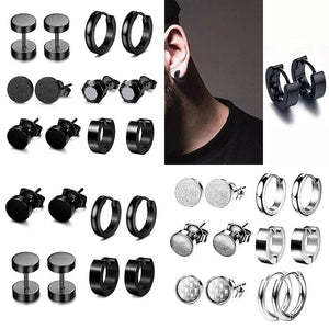 Stainless Steel Stud Earrings Men's Punk Earring Set