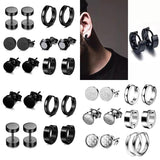 Stainless Steel Stud Earrings Men's Punk Earring Set