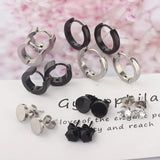Stainless Steel Stud Earrings Men's Punk Earring Set