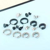 Stainless Steel Stud Earrings Men's Punk Earring Set