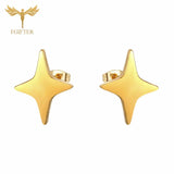 12 Pairs Star Earrings Golden Stainless Steel Minimalist Stud Set