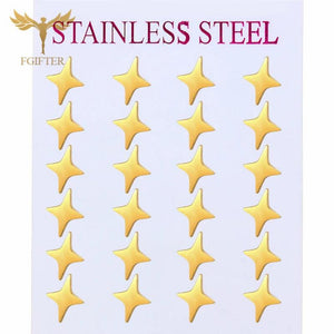 12 Pairs Star Earrings Golden Stainless Steel Minimalist Stud Set