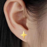 12 Pairs Star Earrings Golden Stainless Steel Minimalist Stud Set