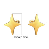 12 Pairs Star Earrings Golden Stainless Steel Minimalist Stud Set