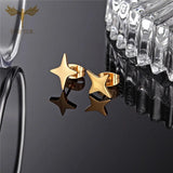 12 Pairs Star Earrings Golden Stainless Steel Minimalist Stud Set