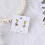Animal Cartoon Earrings Set Rabbit Bird Star Flower Bear Heart Stud Jewelry