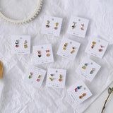 Animal Cartoon Earrings Set Rabbit Bird Star Flower Bear Heart Stud Jewelry