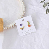 Animal Cartoon Earrings Set Rabbit Bird Star Flower Bear Heart Stud Jewelry