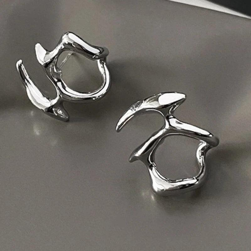 Bilandi 925 Silver Geometric Metal Stud Earrings For Women Gift