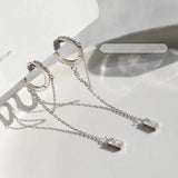 925 Silver Tassel Crystal Long Drop Earrings for Women