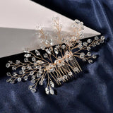 Rhinestones Hair Clips Side Comb Golden Insert Hairpin Fork For Women