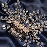 Rhinestones Hair Clips Side Comb Golden Insert Hairpin Fork For Women