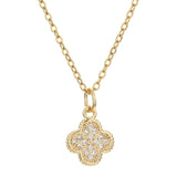 Vintage Metal Clover Pendant Geometric Flower Choker Necklace