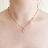 Vintage Metal Clover Pendant Geometric Flower Choker Necklace