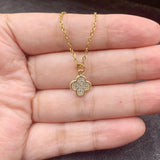 Vintage Metal Clover Pendant Geometric Flower Choker Necklace