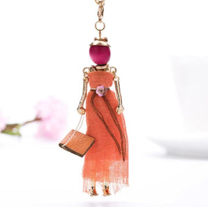 Europe & US Doll Pendant Necklace Women Long Chain Statement Jewelry