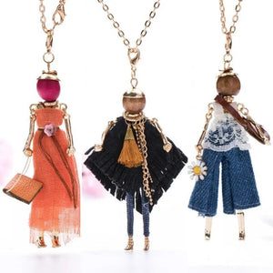 Europe & US Doll Pendant Necklace Women Long Chain Statement Jewelry