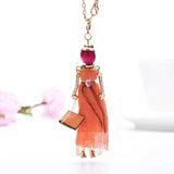 Europe & US Doll Pendant Necklace Women Long Chain Statement Jewelry